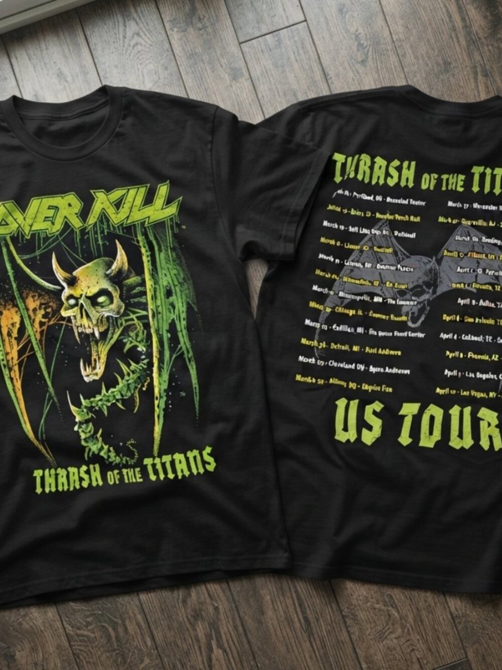 Vintage Overkill' Thrash of The Titans US Tour Graphic Black T-Shirt